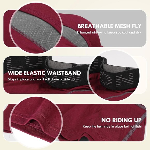 ⚡Men’s Boxer Briefs 7 Pack Breathable Bamboo Rayon Soft Trunks w Pouch - Picture 3 of 7